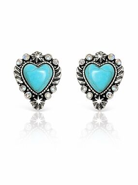 Turquoise Heart Stud Earrings